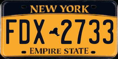 NY license plate FDX2733