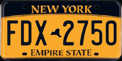 NY license plate FDX2750