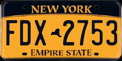 NY license plate FDX2753