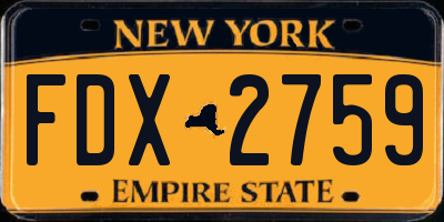 NY license plate FDX2759