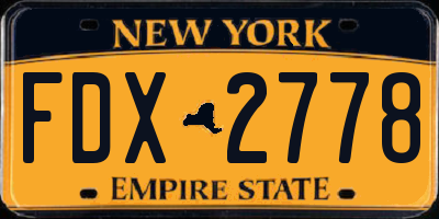 NY license plate FDX2778