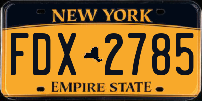 NY license plate FDX2785