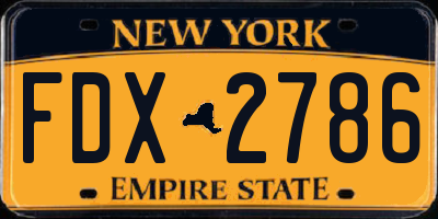 NY license plate FDX2786