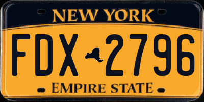 NY license plate FDX2796