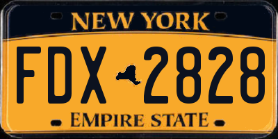 NY license plate FDX2828
