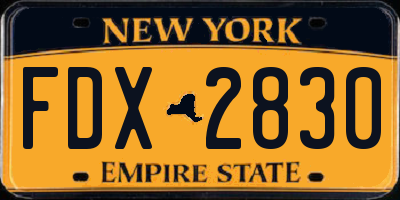 NY license plate FDX2830