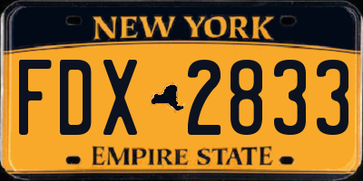 NY license plate FDX2833