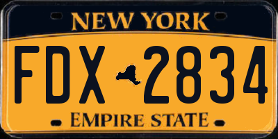 NY license plate FDX2834