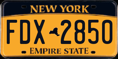 NY license plate FDX2850