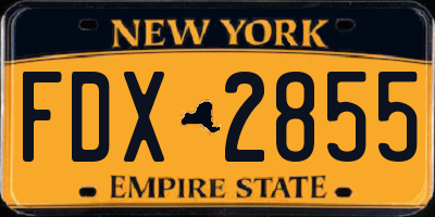 NY license plate FDX2855