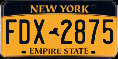 NY license plate FDX2875