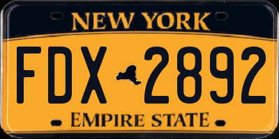 NY license plate FDX2892