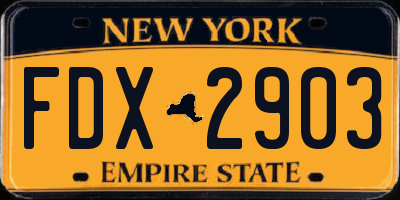 NY license plate FDX2903