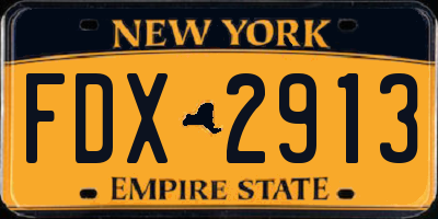 NY license plate FDX2913
