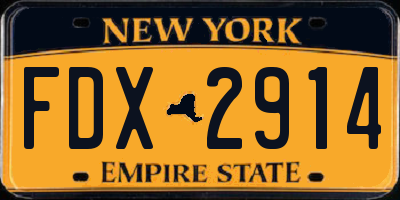 NY license plate FDX2914