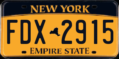 NY license plate FDX2915