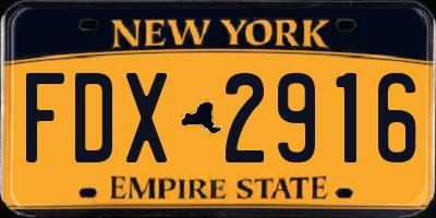 NY license plate FDX2916