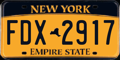 NY license plate FDX2917