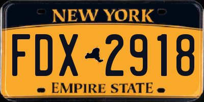NY license plate FDX2918