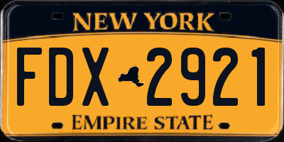 NY license plate FDX2921