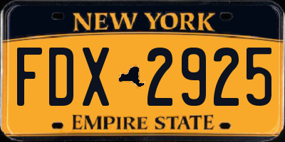 NY license plate FDX2925