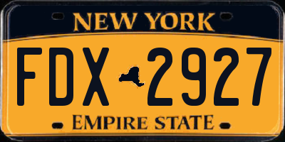 NY license plate FDX2927