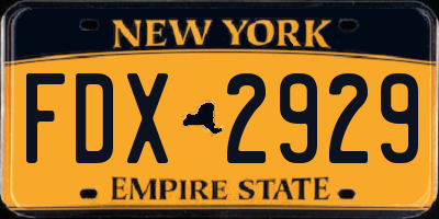 NY license plate FDX2929