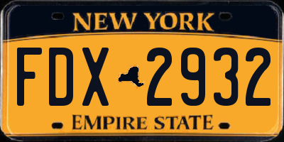 NY license plate FDX2932