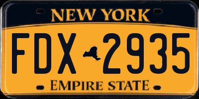NY license plate FDX2935