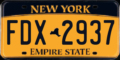 NY license plate FDX2937