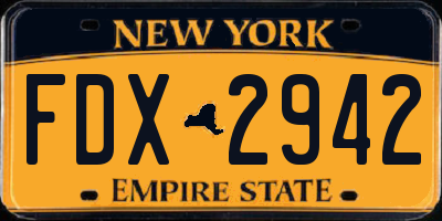 NY license plate FDX2942