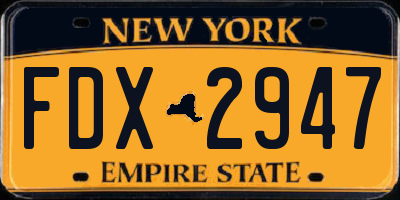 NY license plate FDX2947