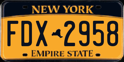 NY license plate FDX2958