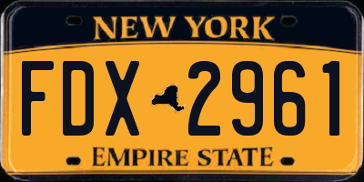 NY license plate FDX2961
