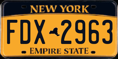 NY license plate FDX2963