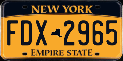 NY license plate FDX2965