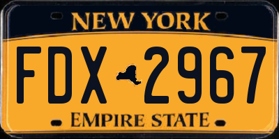NY license plate FDX2967