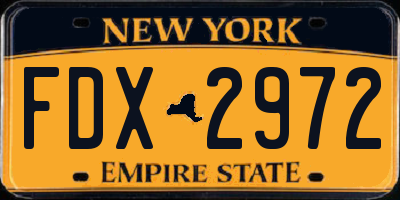 NY license plate FDX2972