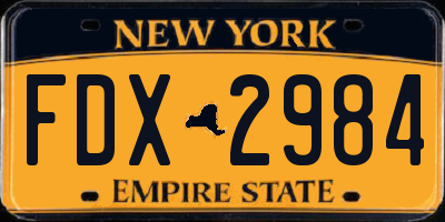 NY license plate FDX2984
