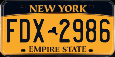 NY license plate FDX2986