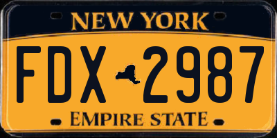 NY license plate FDX2987