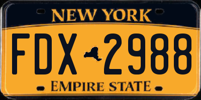 NY license plate FDX2988