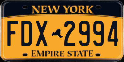 NY license plate FDX2994
