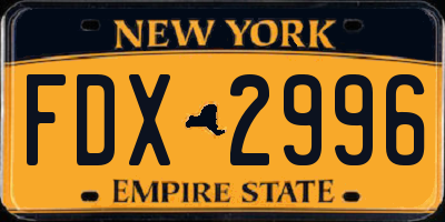 NY license plate FDX2996