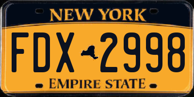 NY license plate FDX2998