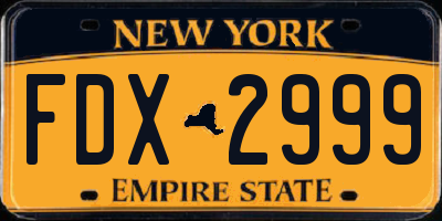 NY license plate FDX2999