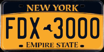 NY license plate FDX3000