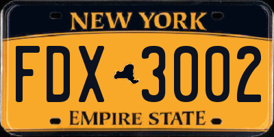 NY license plate FDX3002