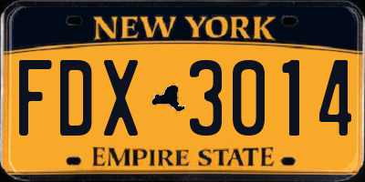 NY license plate FDX3014