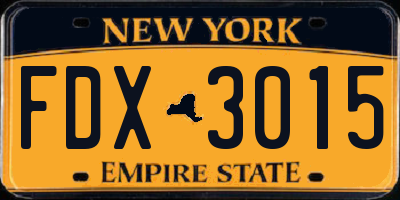 NY license plate FDX3015